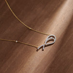 Eternal Bow Diamond Necklace, 14K Gold Vermeil, 3/8 ct Lab Grown Diamond-6