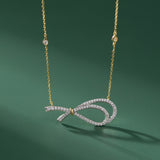 Eternal Bow Diamond Necklace, 14K Gold Vermeil, 3/8 ct Lab Grown Diamond-5