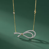 Eternal Bow Diamond Necklace, 14K Solid Gold, 3/8 ct Lab Grown Diamond-5