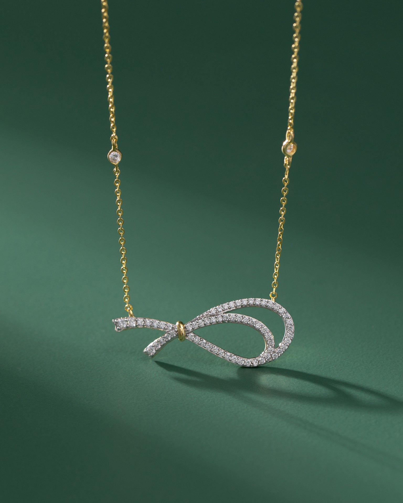Eternal Bow Diamond Necklace, 14K Solid Gold, 3/8 ct Lab Grown Diamond-5