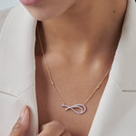 Eternal Bow Diamond Necklace, 14K Solid Gold, 3/8 ct Lab Grown Diamond-4
