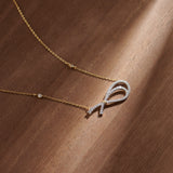 Eternal Bow Diamond Necklace, 14K Solid Gold, 3/8 ct Lab Grown Diamond-1