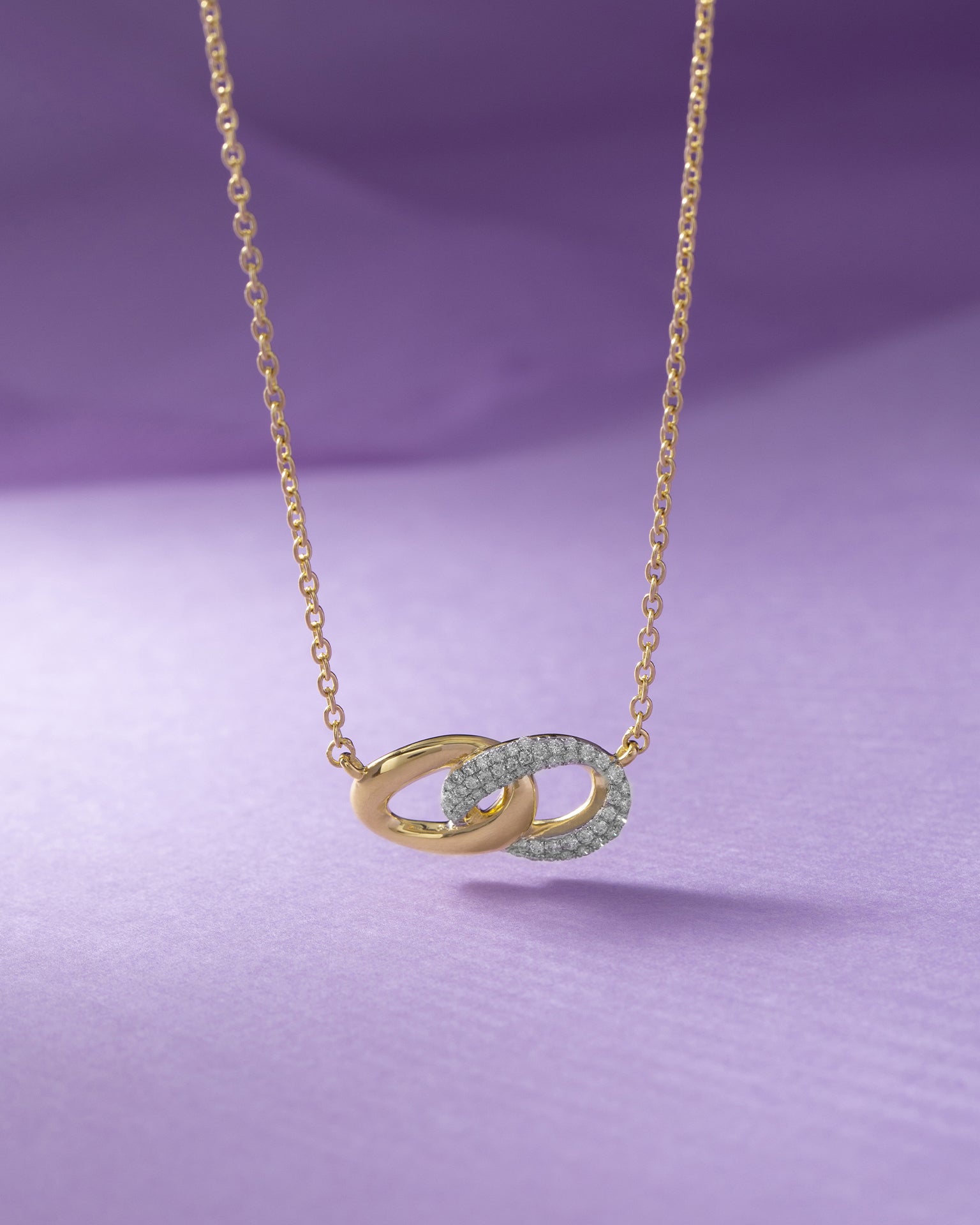 Harmony Link Necklace, 14K Solid Gold, 1/4 ct Lab Grown Diamond-5