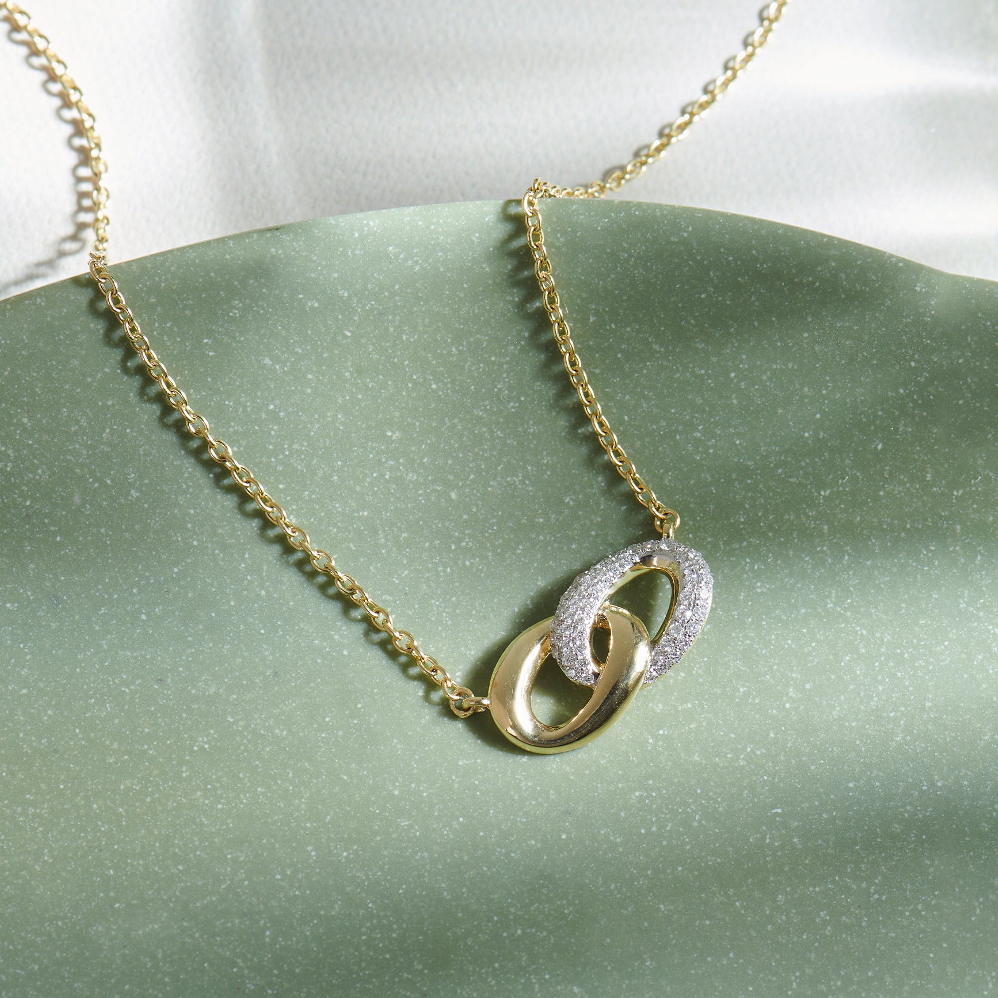 Harmony Link Necklace, 14K Gold Vermeil, 1/4 ct Lab Grown Diamond-1