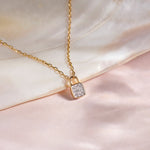 Love Lock Diamond Necklace, 14K Solid Gold, 1/4 ct Lab Grown Diamond-1