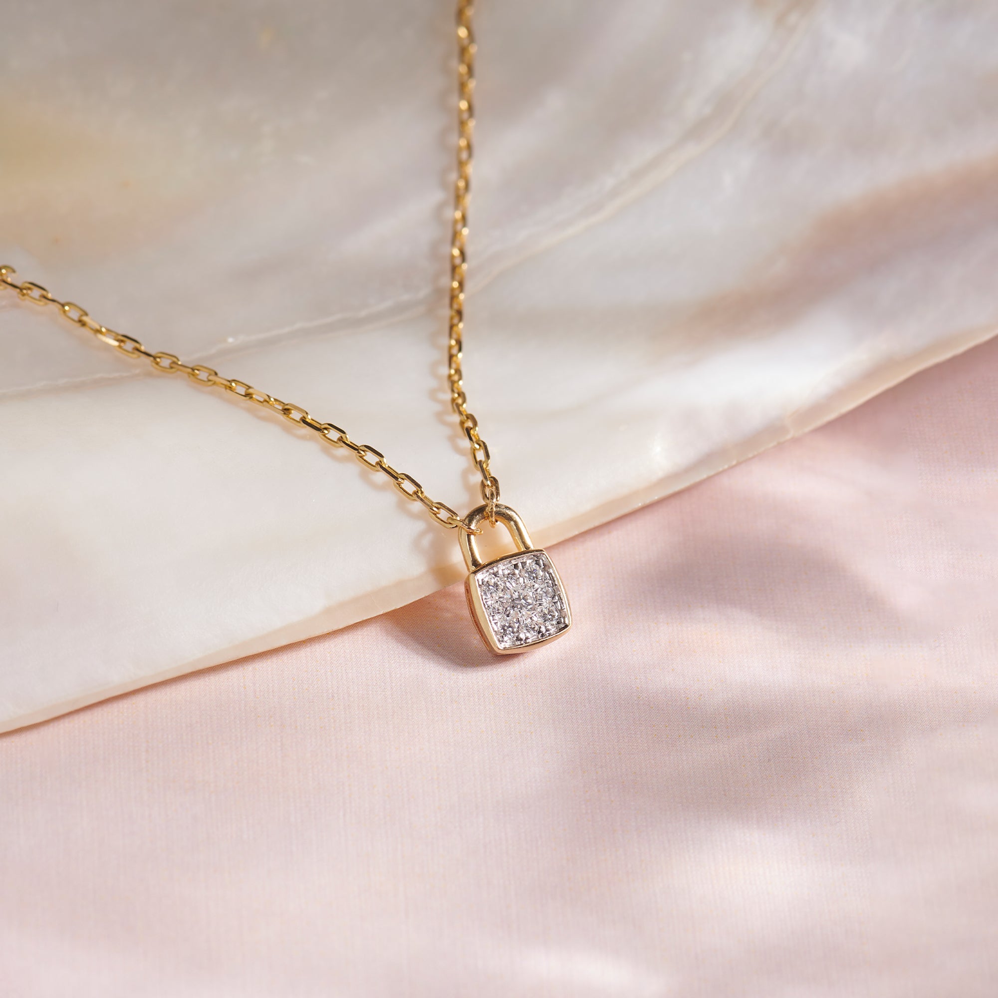 Love Lock Diamond Necklace, 14K Solid Gold, 1/4 ct Lab Grown Diamond-1
