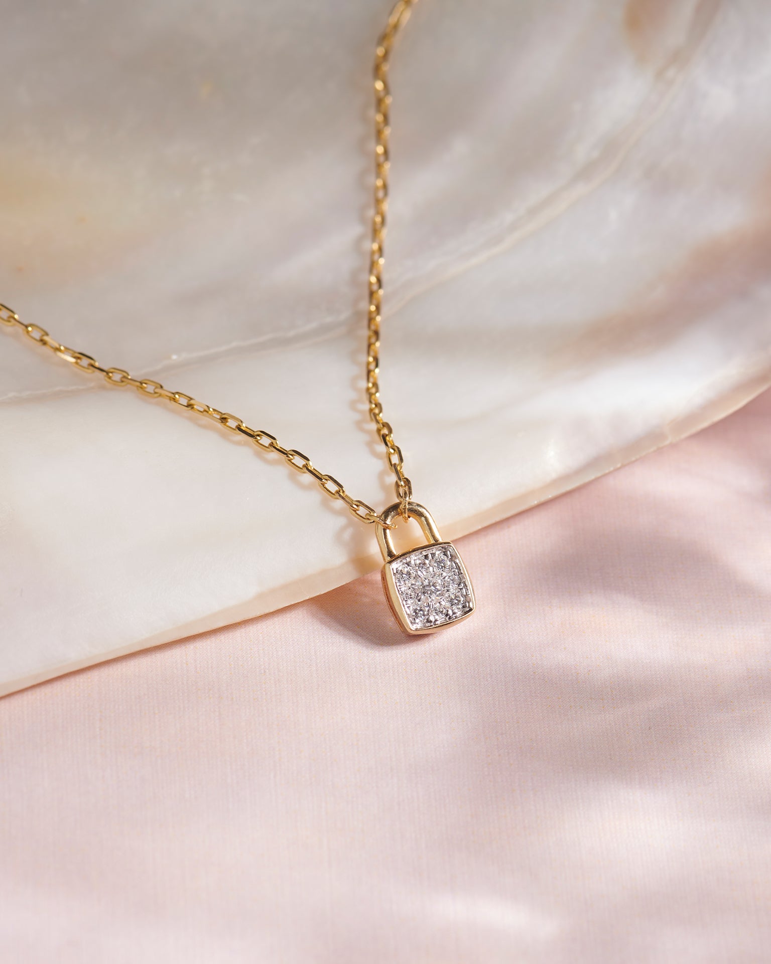 Love Lock Diamond Necklace, 14K Solid Gold, 1/4 ct Lab Grown Diamond-6