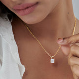 Love Lock Diamond Necklace, 14K Solid Gold, 1/4 ct Lab Grown Diamond-4