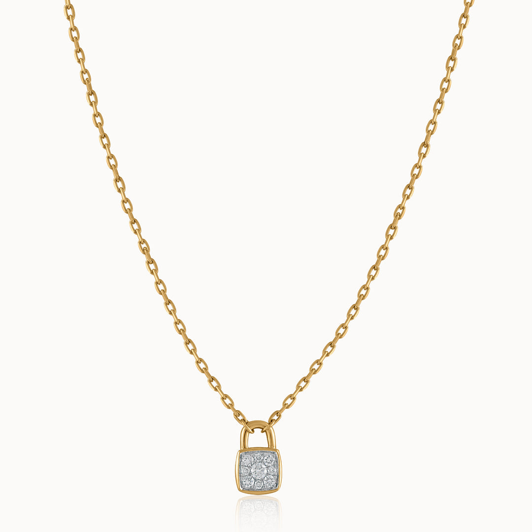 Love Lock Diamond Necklace, 14K Solid Gold, 1/4 ct Lab Grown Diamond-3