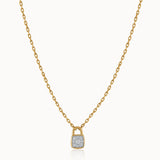 Love Lock Diamond Necklace, 14K Solid Gold, 1/4 ct Lab Grown Diamond-3