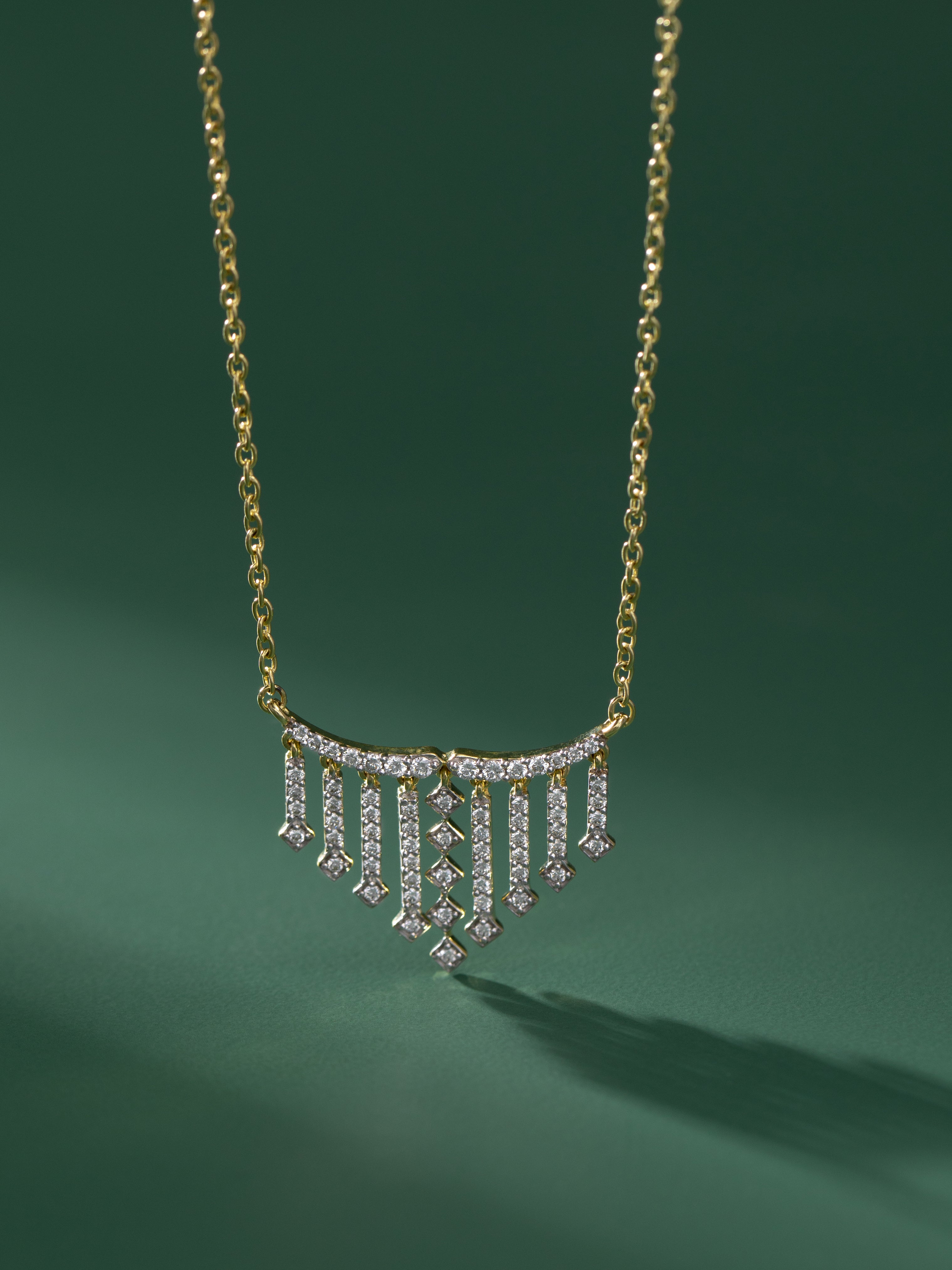Shimmer Fringes Necklace, 14K Gold Vermeil, 1/2 ct Lab Grown Diamond-4