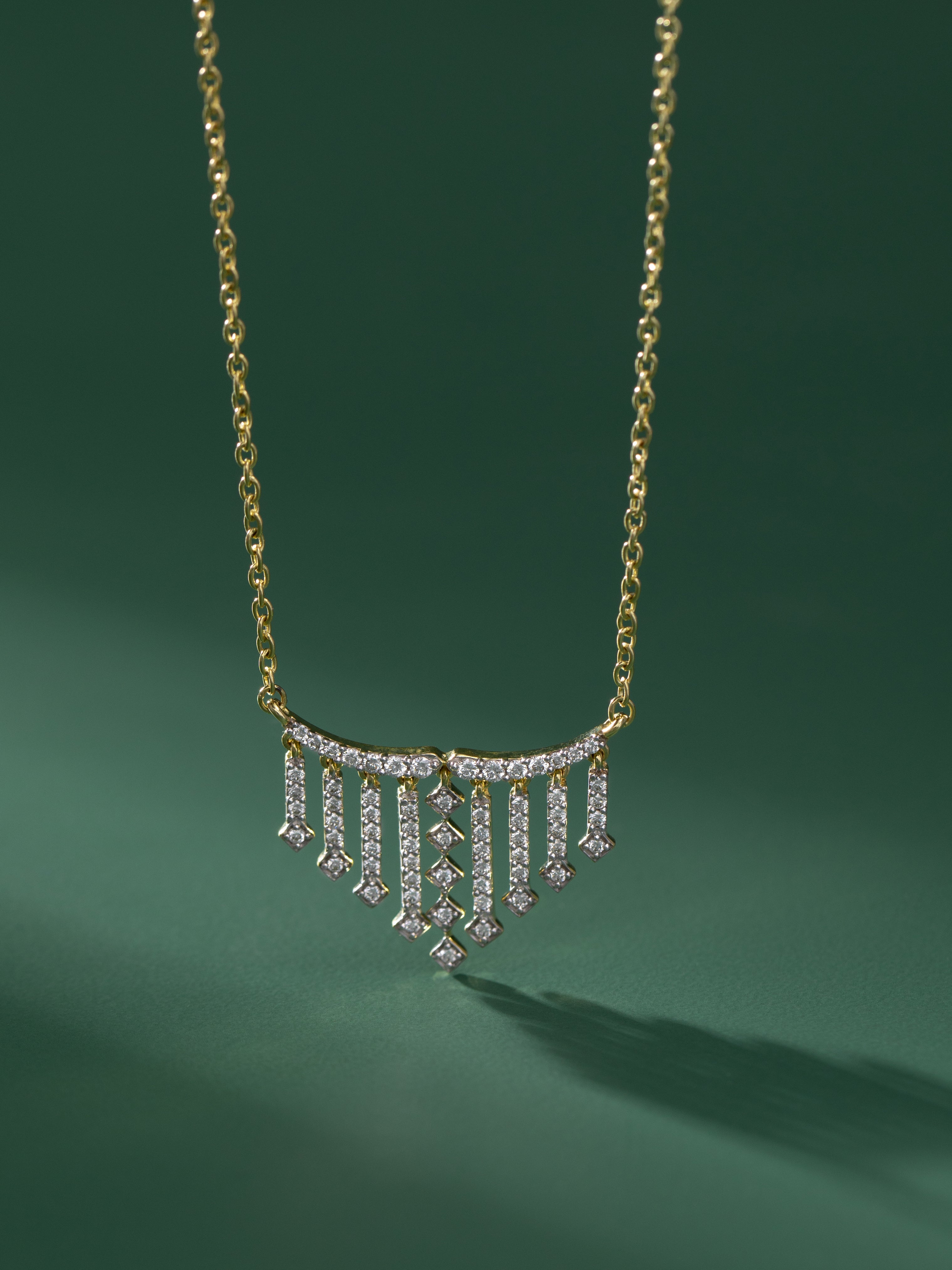 Shimmer Fringes Necklace, 14K Solid Gold, 1/2 ct Lab Grown Diamond-4