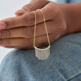 Stardust Fringes Necklace, 14K Gold Vermeil, 7/8 ct Lab Grown Diamond-4