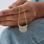 Stardust Fringes Necklace, 14K Solid Gold, 7/8 ct Lab Grown Diamond-4