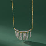 Stardust Fringes Necklace, 14K Gold Vermeil, 7/8 ct Lab Grown Diamond-5