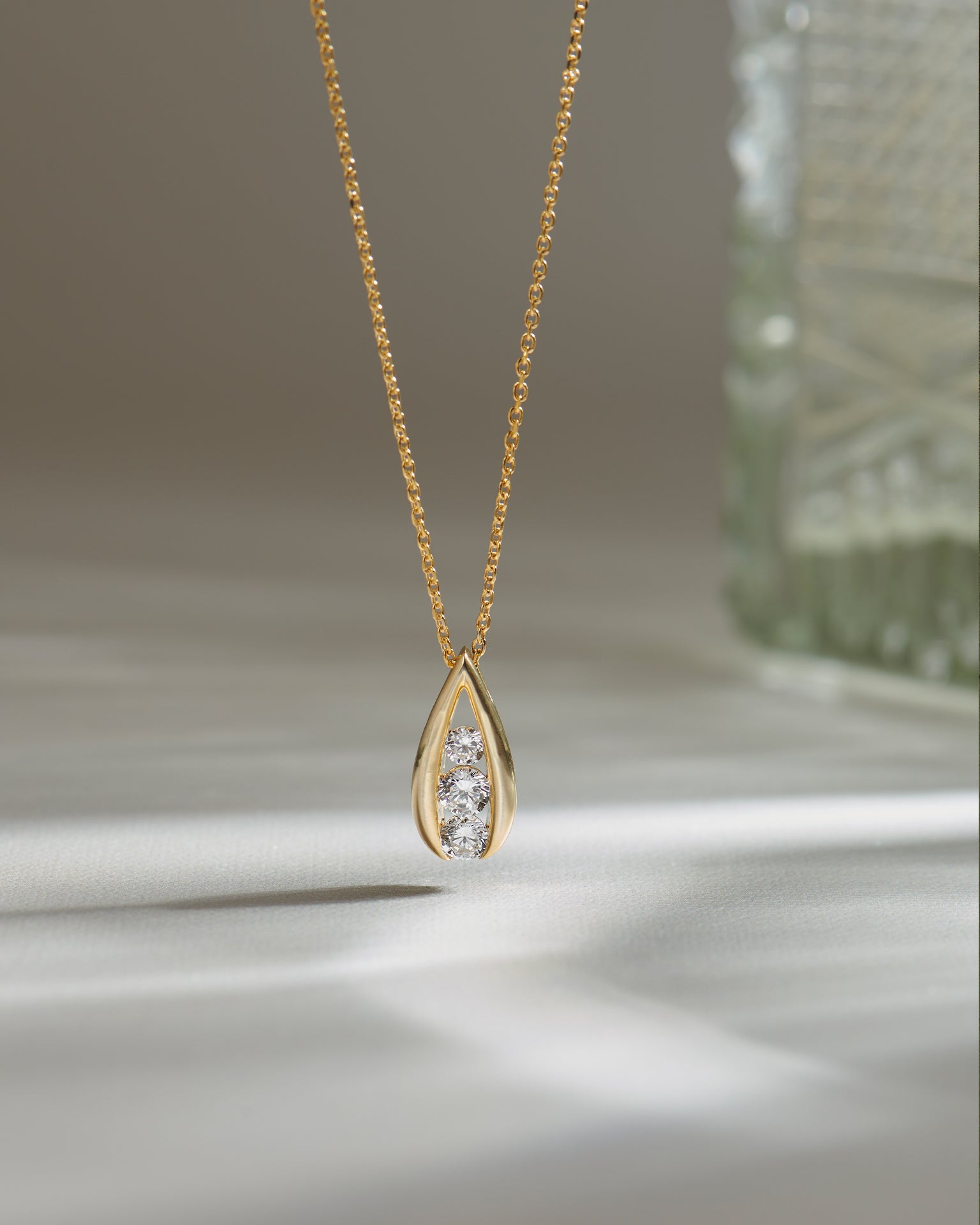 Trio Glow Solitaire Necklace, 14K Gold Vermeil, 1/2 ct Lab Grown Diamond-6