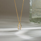 Trio Glow Solitaire Necklace, 14K Solid Gold, 1/2 ct Lab Grown Diamond-1