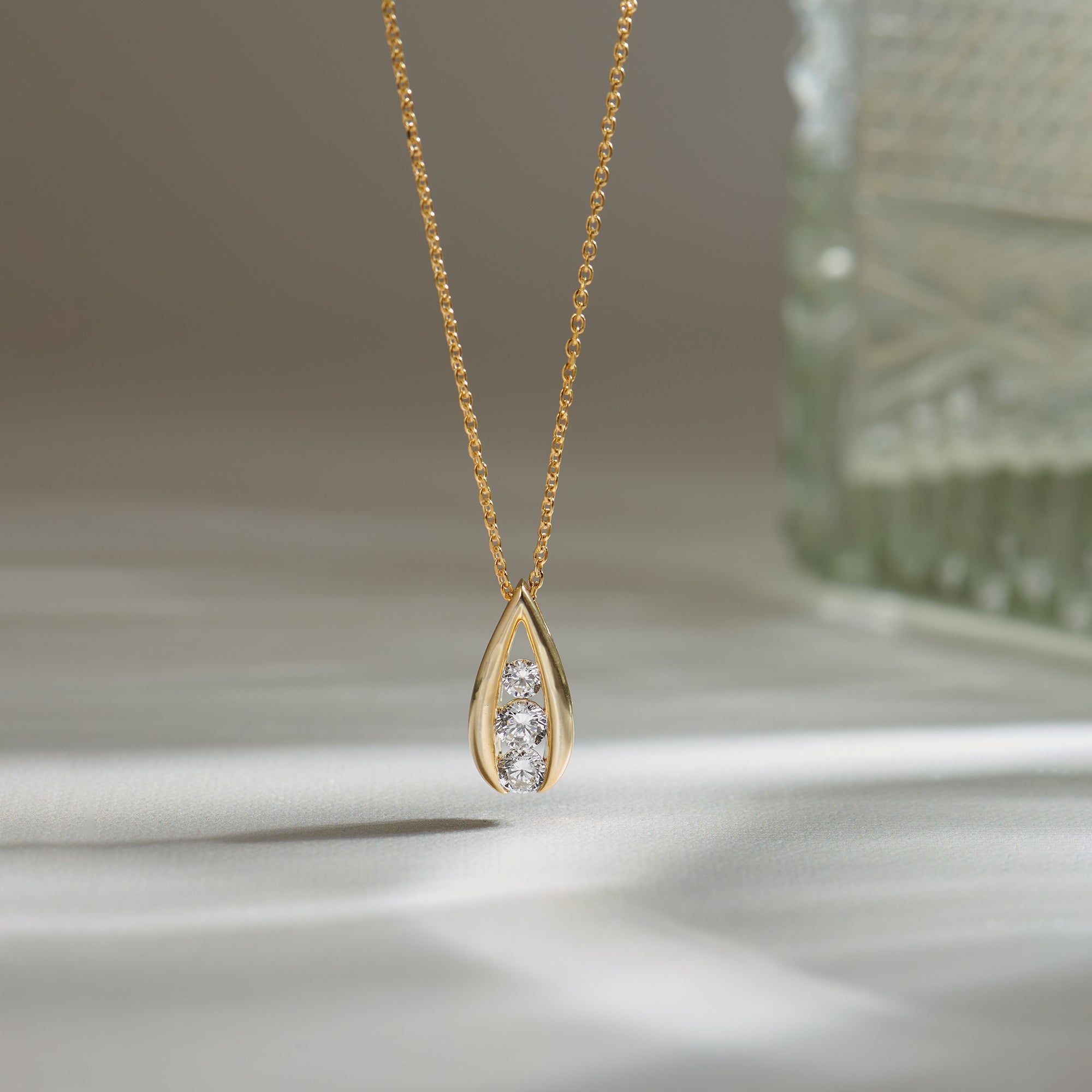 Trio Glow Solitaire Necklace, 14K Solid Gold, 1/2 ct Lab Grown Diamond-1