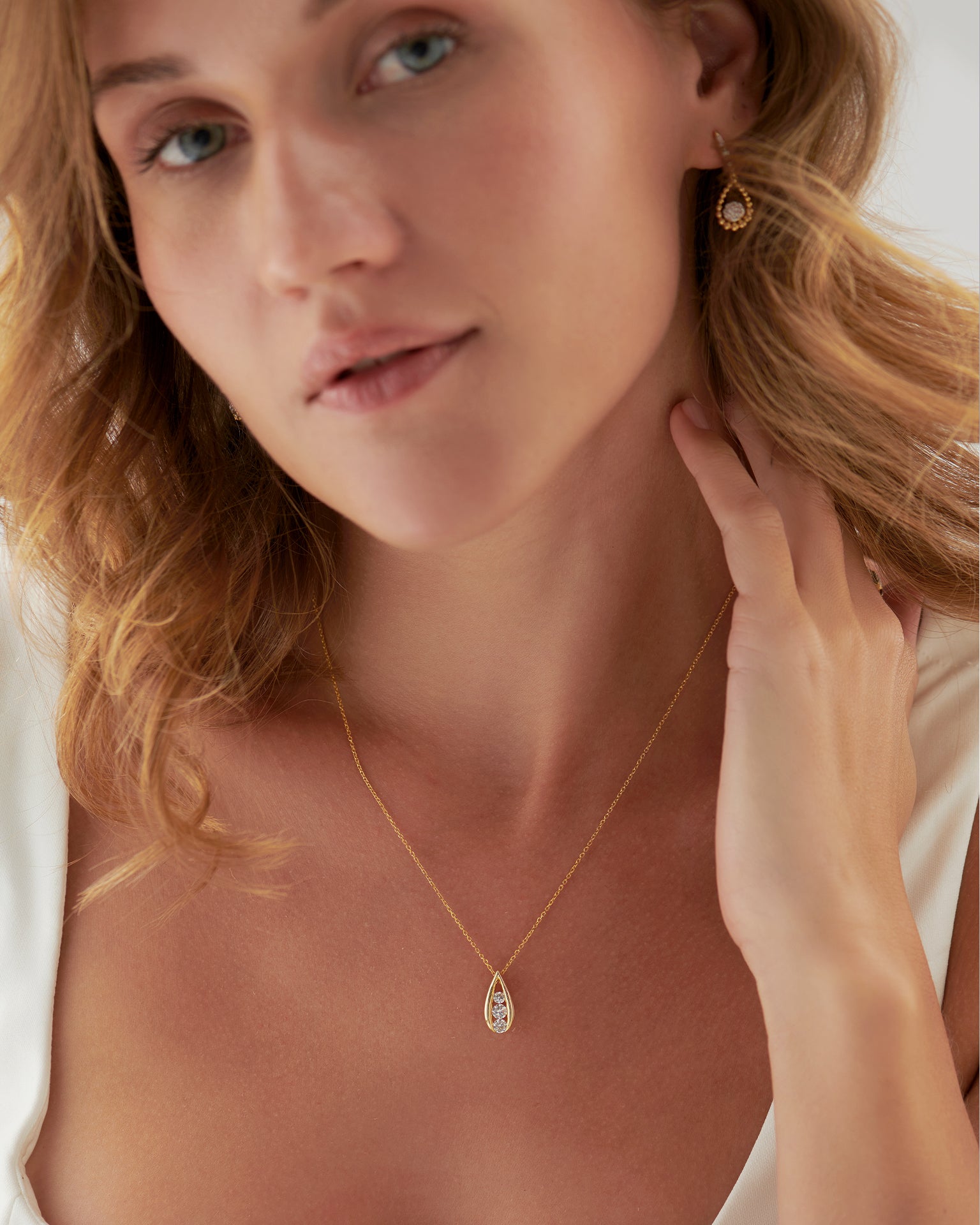 Trio Glow Solitaire Necklace, 14K Gold Vermeil, 1/2 ct Lab Grown Diamond-2