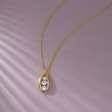 Trio Glow Solitaire Necklace, 14K Gold Vermeil, 1/2 ct Lab Grown Diamond-5