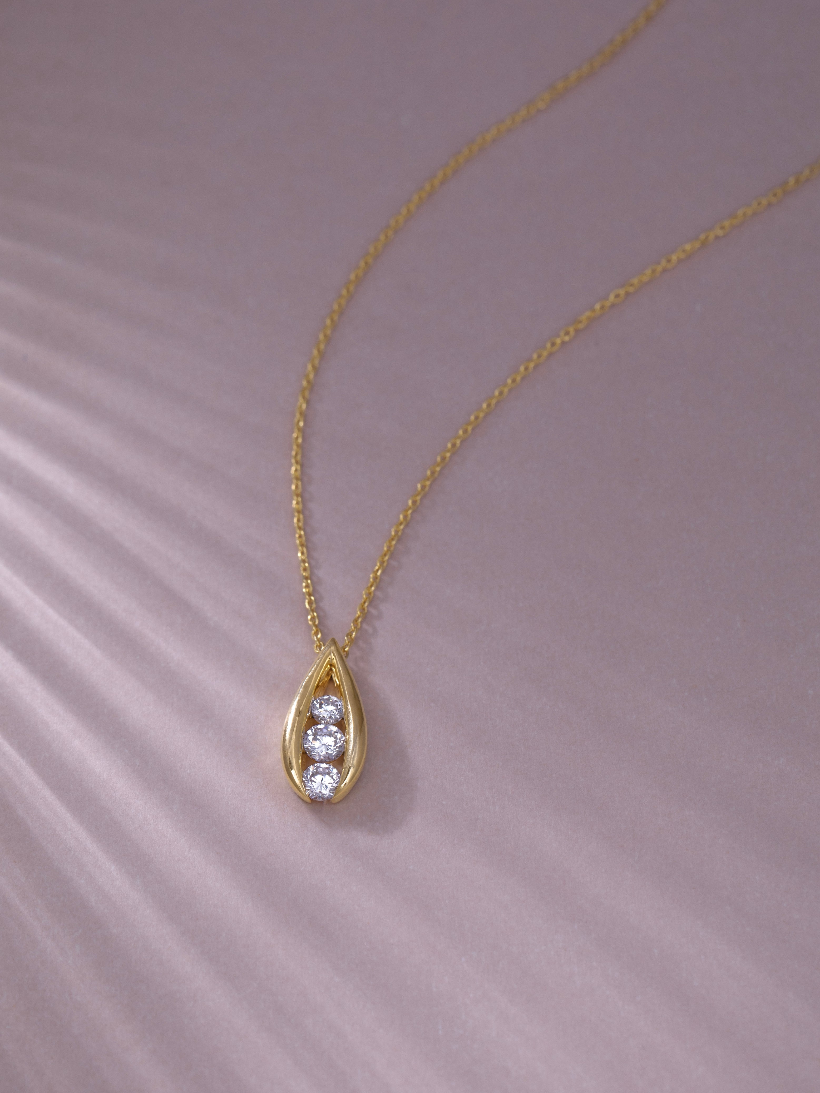Trio Glow Solitaire Necklace, 14K Solid Gold, 1/2 ct Lab Grown Diamond-5