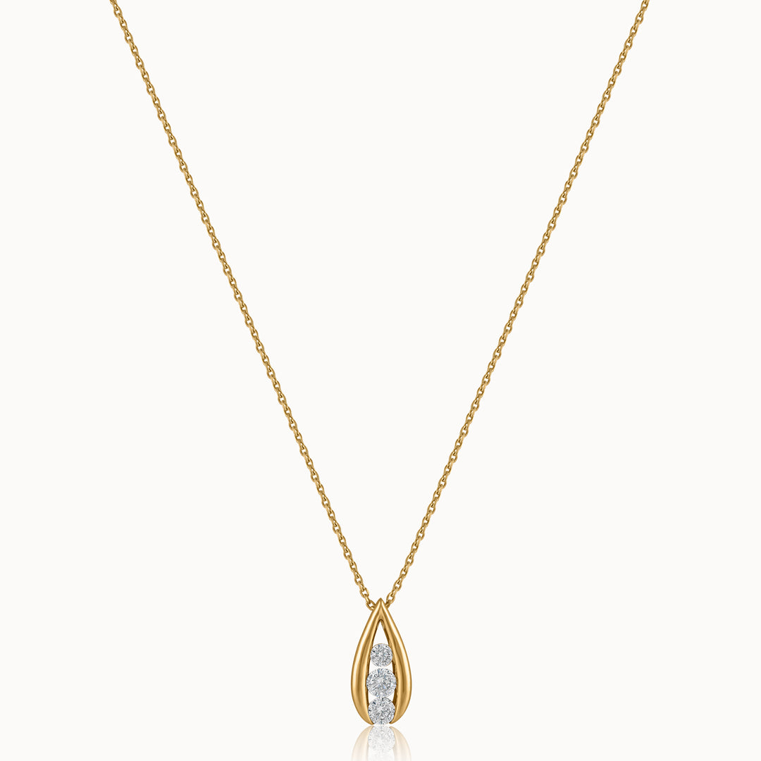 Trio Glow Solitaire Necklace, 14K Solid Gold, 1/2 ct Lab Grown Diamond-3