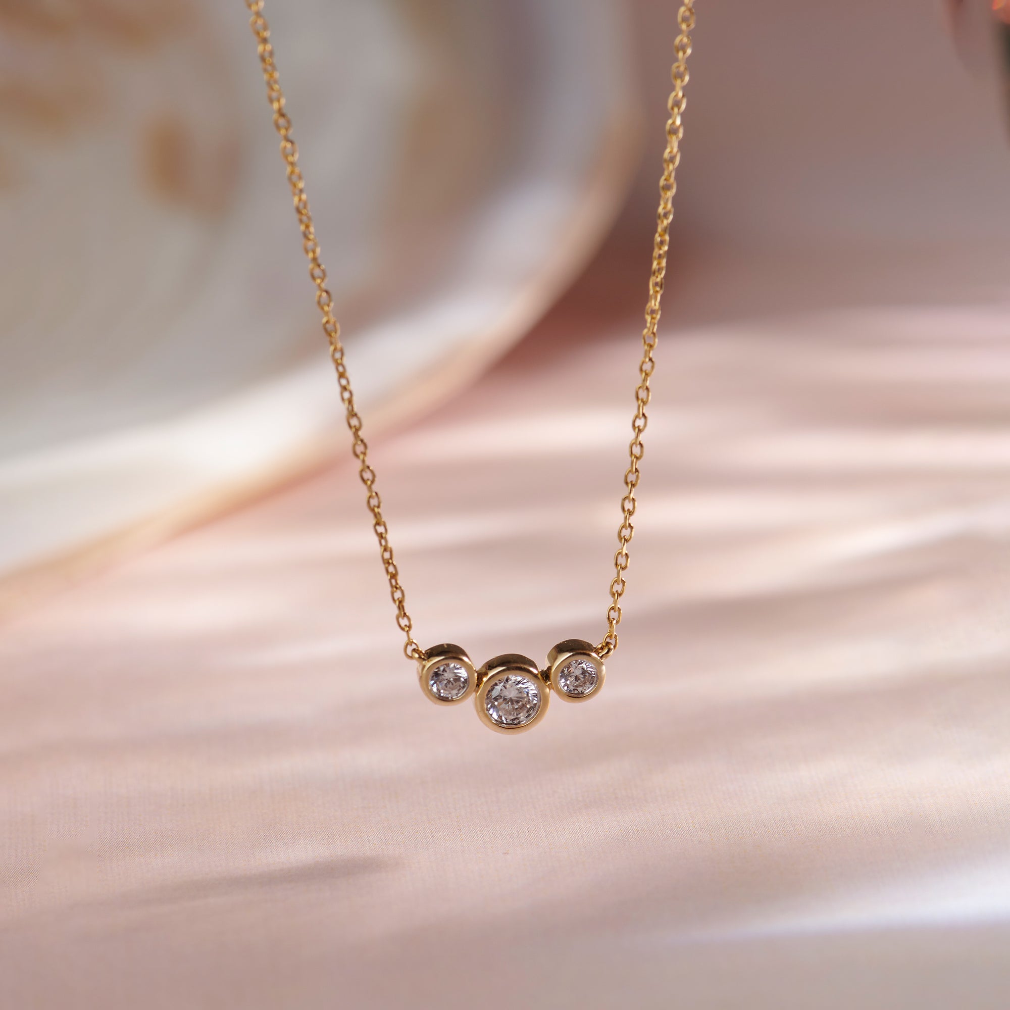Moonlit Solitaire Necklace, 14K Gold Vermeil, 1/3 ct Lab Grown Diamond-1