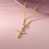 Diamond Cross Necklace, 14K Gold Vermeil, 1/5 ct Lab Grown Diamond-5