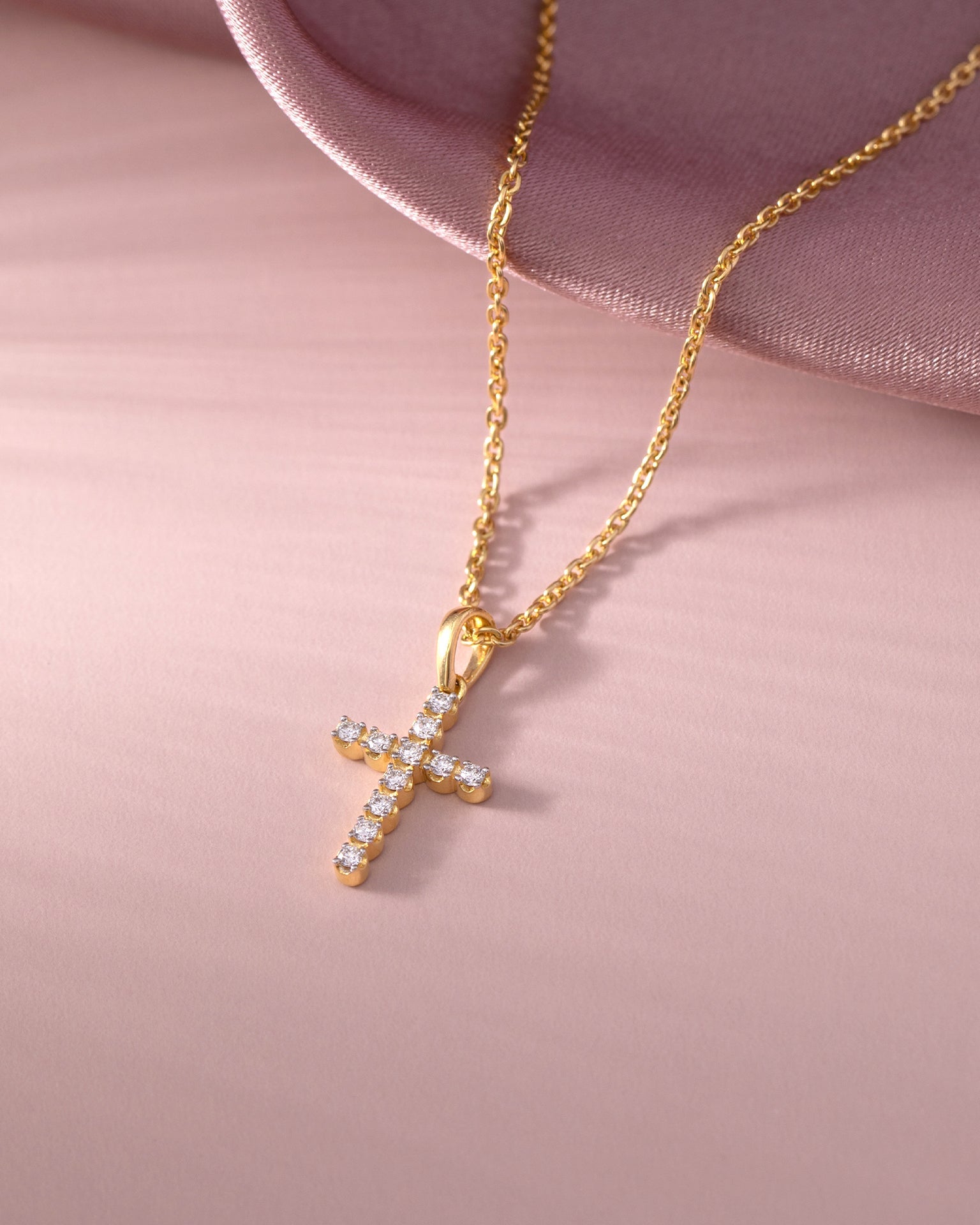 Diamond Cross Necklace, 14K Solid Gold, 1/5 ct Lab Grown Diamond-5