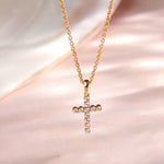 Diamond Cross Necklace, 14K Gold Vermeil, 1/5 ct Lab Grown Diamond-6