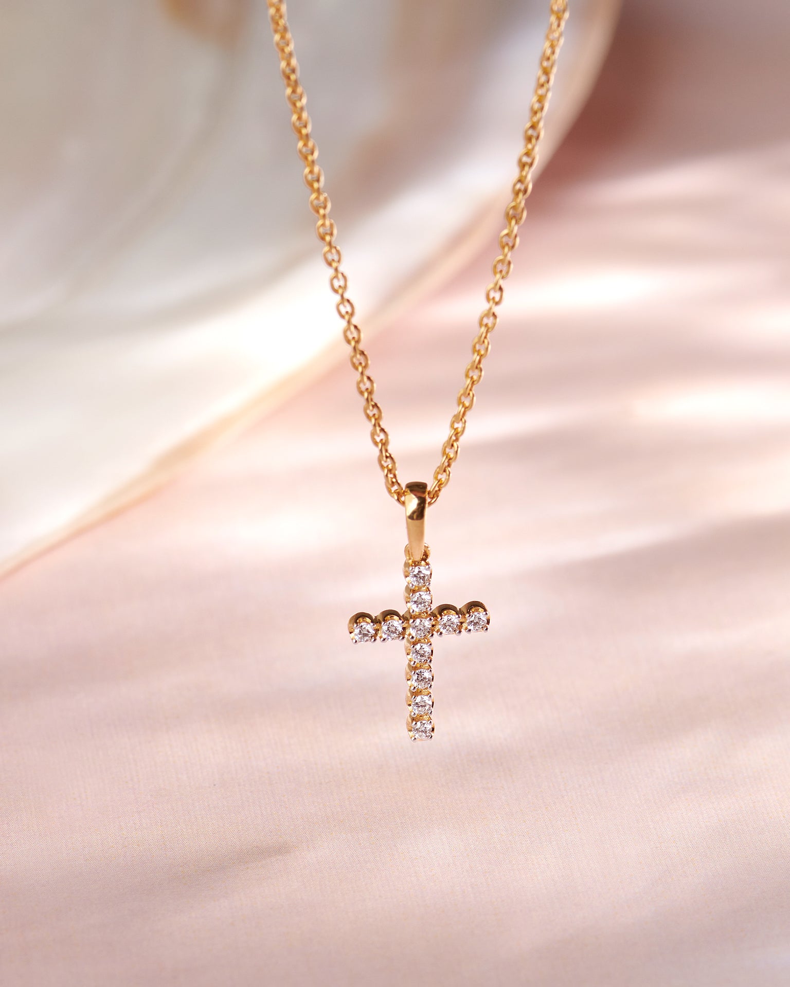 Diamond Cross Necklace, 14K Gold Vermeil, 1/5 ct Lab Grown Diamond-6