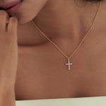 Diamond Cross Necklace, 14K Gold Vermeil, 1/5 ct Lab Grown Diamond-4