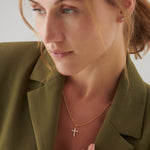 Diamond Cross Necklace, 14K Gold Vermeil, 1/5 ct Lab Grown Diamond-2
