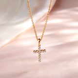 Diamond Cross Necklace, 14K Gold Vermeil, 1/5 ct Lab Grown Diamond-1