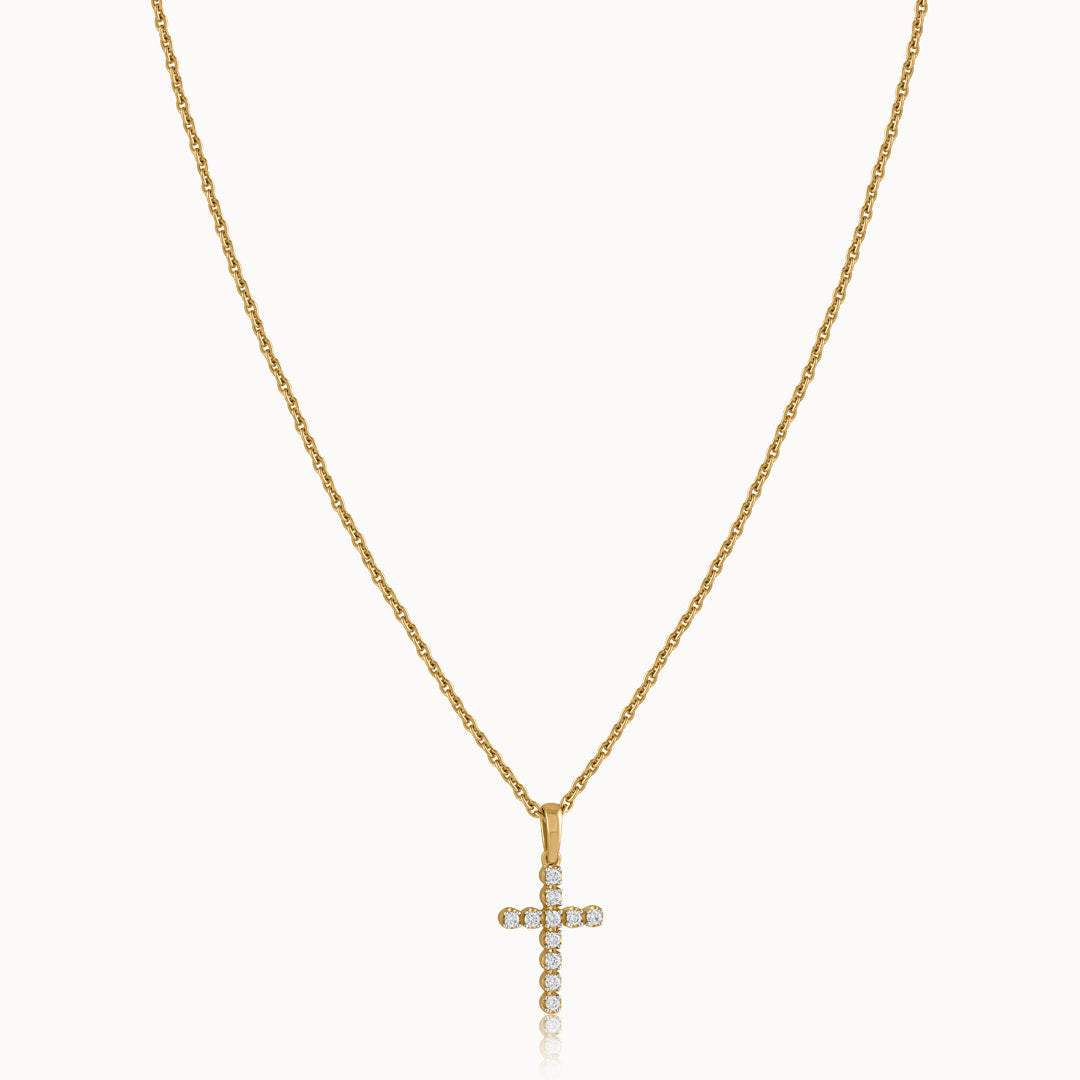 Diamond Cross Necklace, 14K Gold Vermeil, 1/5 ct Lab Grown Diamond-3