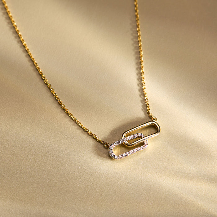 Paperclip Bar Diamond Necklace
