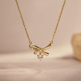 Dancing Diamond Bow Necklace
