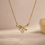 Dancing Diamond Bow Necklace