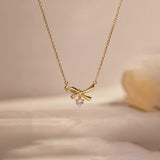 Dancing Diamond Bow Necklace