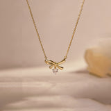 Dancing Diamond Bow Necklace
