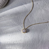 Solid Circle Round Diamond Necklace