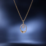 Oval Diamond Halo Necklace