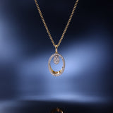 Oval Diamond Halo Necklace
