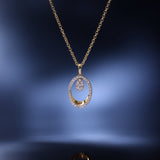 Oval Diamond Halo Necklace