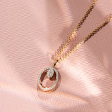 Oval Diamond Halo Necklace