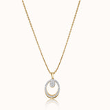 Oval Diamond Halo Necklace
