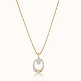 Oval Diamond Halo Necklace