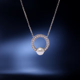 Halo Pearl Diamond Necklace