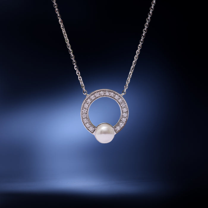 Halo Pearl Diamond Necklace