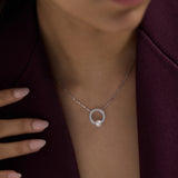 Halo Pearl Diamond Necklace